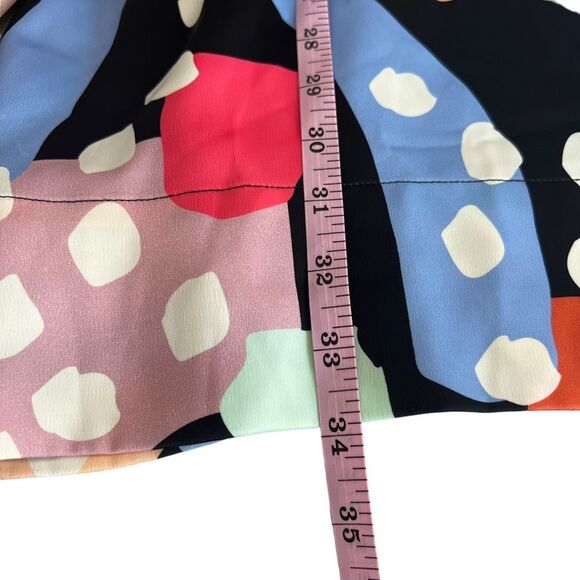 Crosby by Mollie Burch Ramey Mini Dress L NWT — Colorful Abstract Print Satin V- - Picture 7 of 12